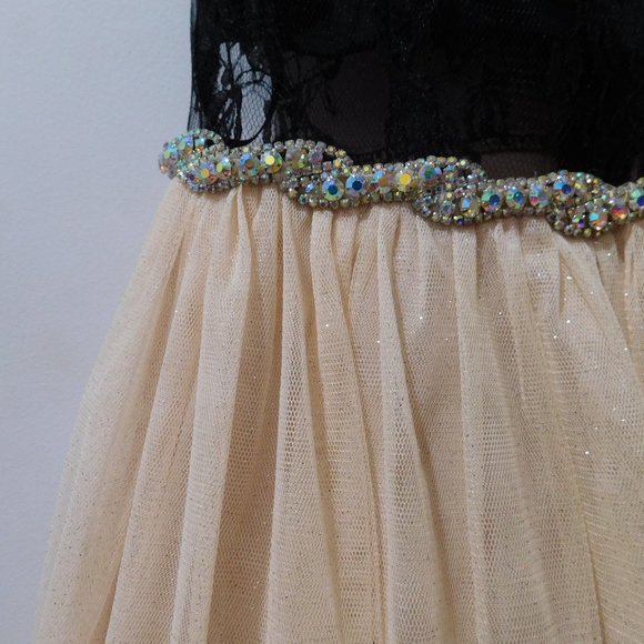 Black and Pink Lace / Tulle Formal Dress - Picture 8 of 9